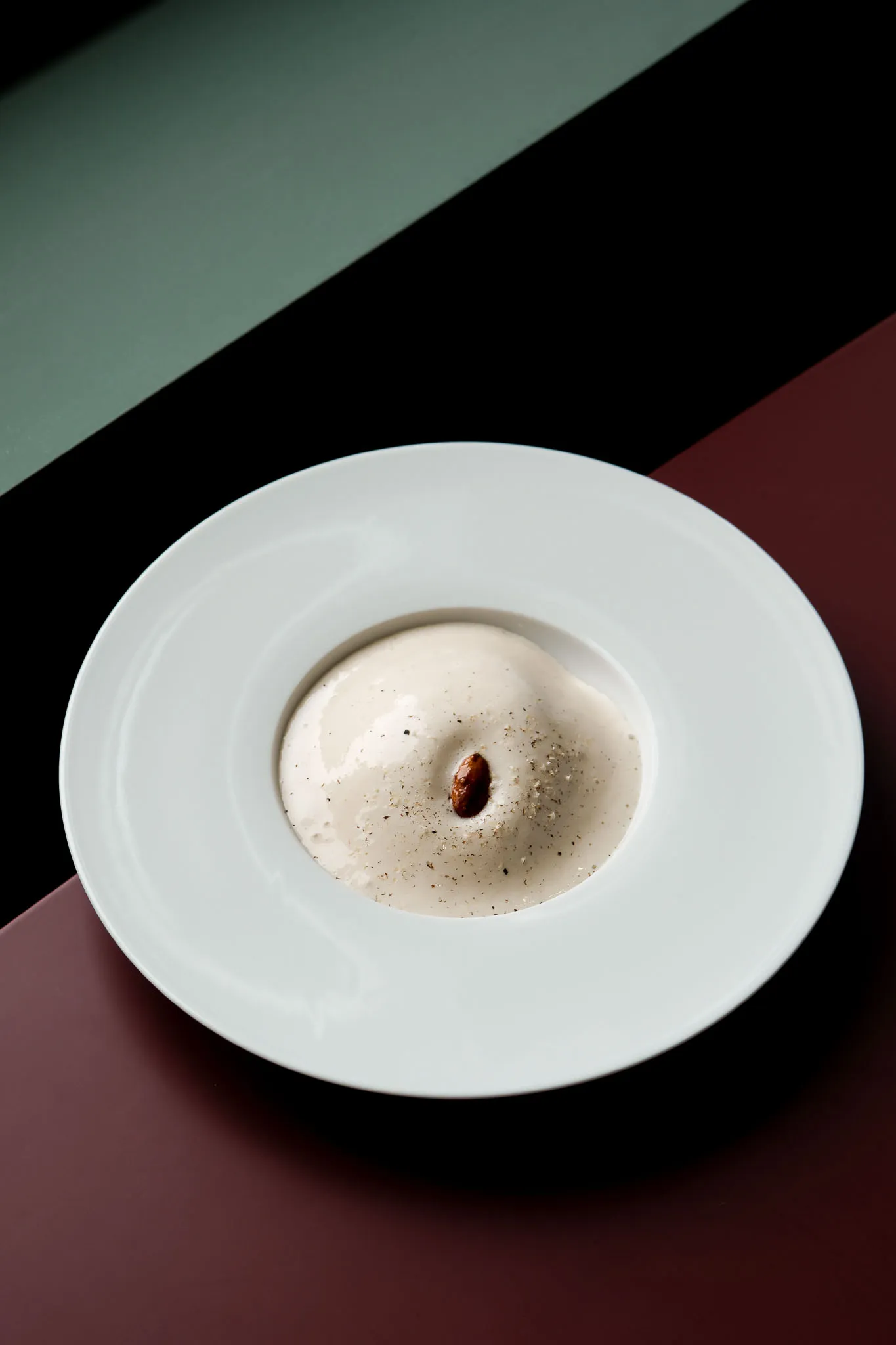 Riz au lait aux amandes, espuma tonka